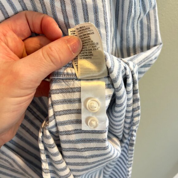 Goodthreads Short Sleeve Button Down Shirt Mens Size Large Slim Fit Stripe White - Picture 6 of 8